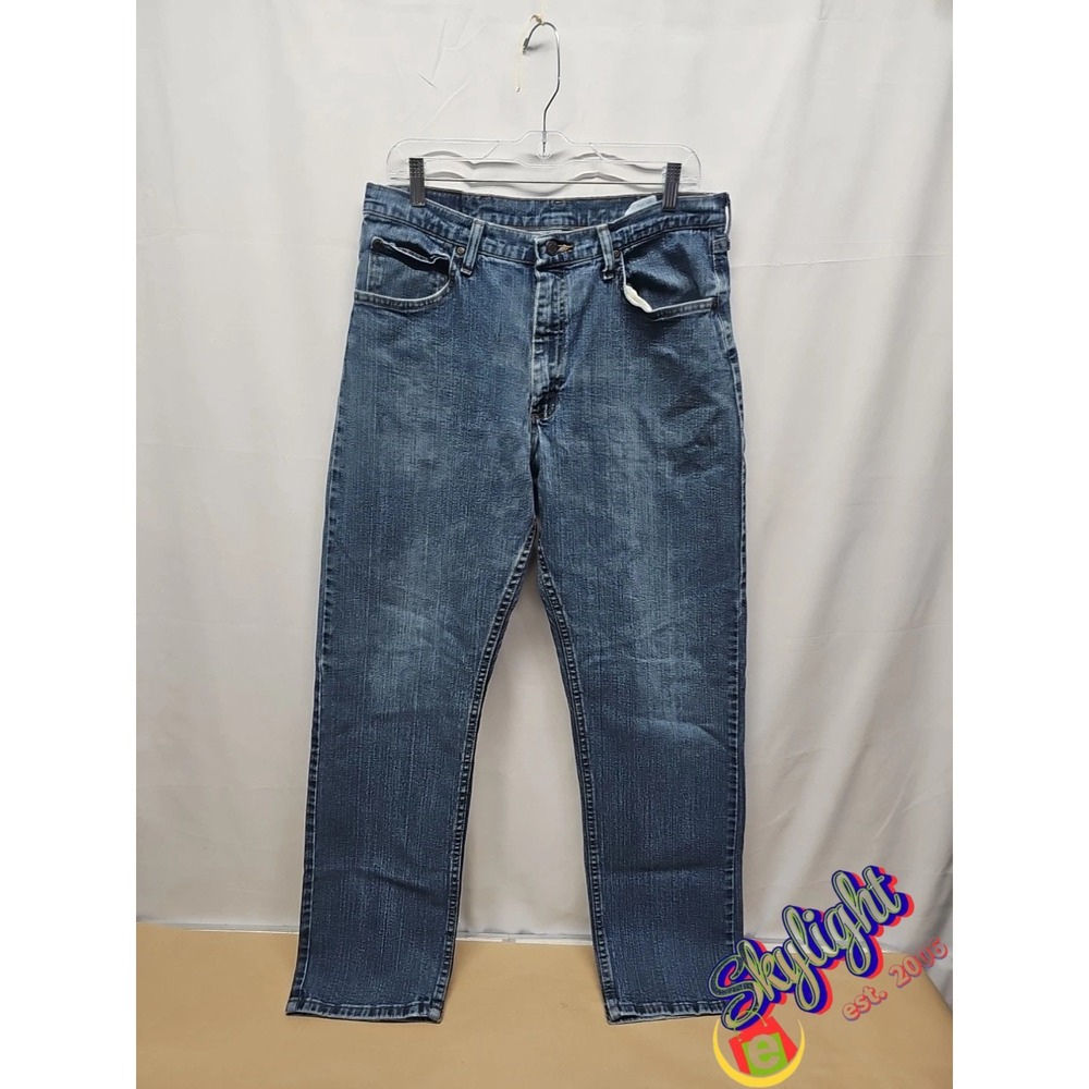 Wrangler Men's Relaxed Fit Stretch Blue Denim Jeans Size 34x32